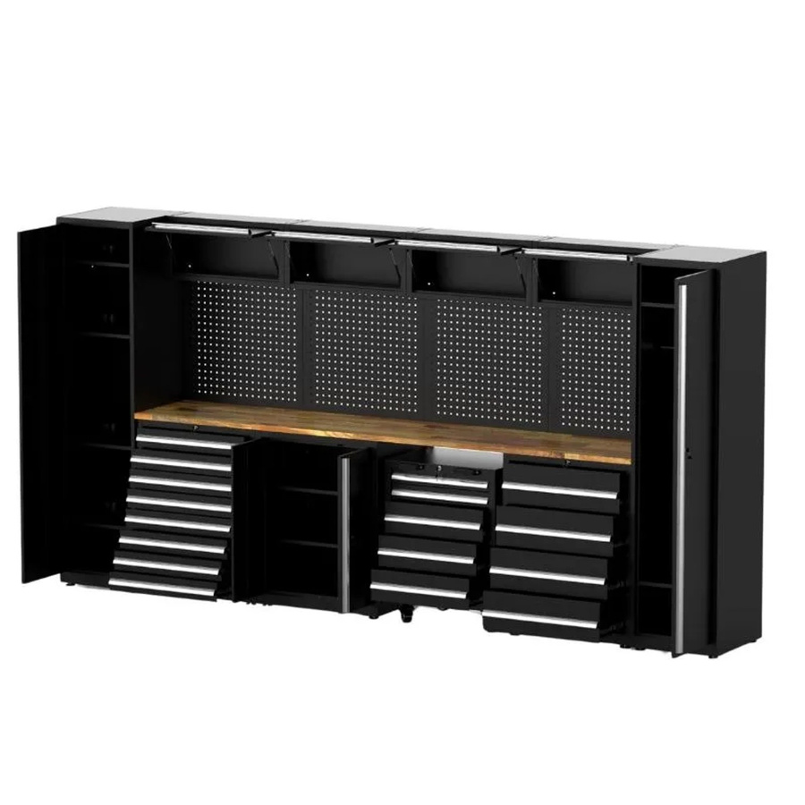 Galaflor Kombinierter Werkzeugschrank mit Werkzeugwand in Schwarz, H x B x T: 202,5 x 400 x 55 cm - Bild 2