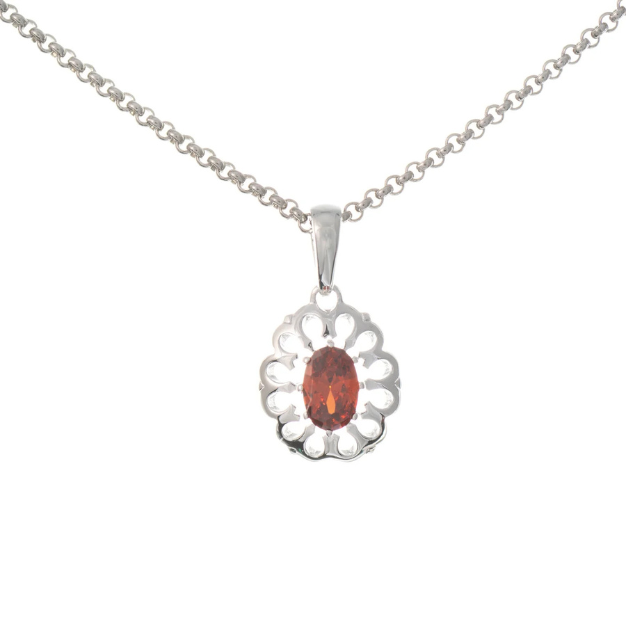 Anhänger mit Kette, Dirndl Funkeln, 925 Silber, Zirkonia, rot, Unisex - Bild 1