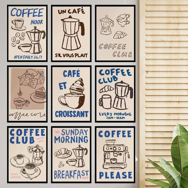 Cafe Morning Retro Anime Poster Aufkleber Multicolour B/H: 15 x 15 cm - Bild 1