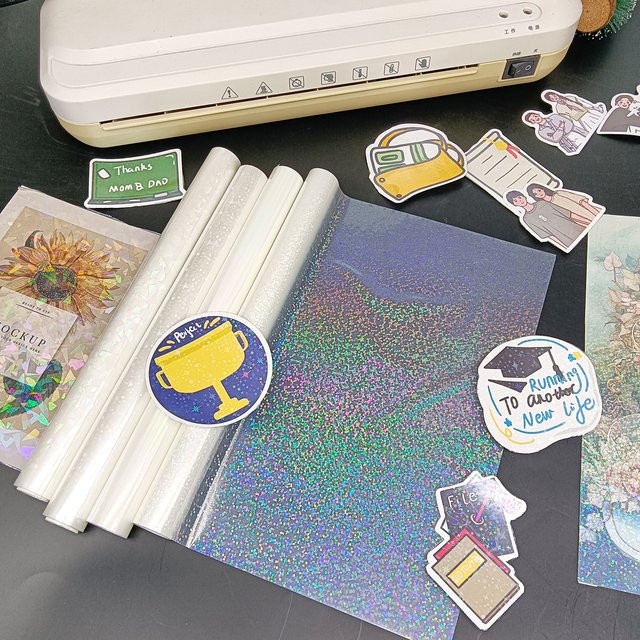 Holografische BOPP Overlay-Laminierfolie in Multicolour, wasserdichte und kratzfeste Glitzerfolie für Scrapbooking - Bild 1
