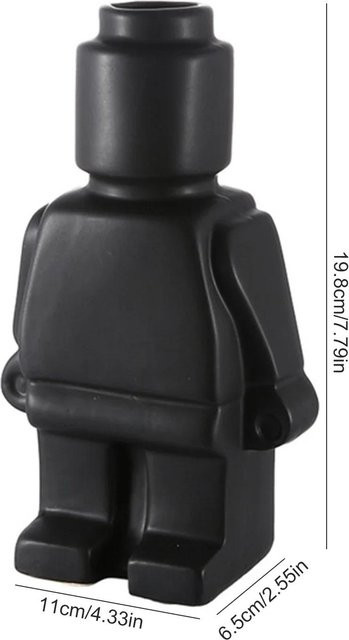 Nordische Roboter Vase Blockmann aus Harz als kreatives Desktop Ornament für deine Heimdekoration, Höhe: 19,8 cm, Breite: 11,0 cm, Tiefe: 6,5 cm - Bild 1