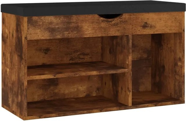 vidaXL Schuhbank mit Kissen in Räuchereiche, Farbe Braun, B/T/H: 80 x 30 x 47 cm - Bild 1