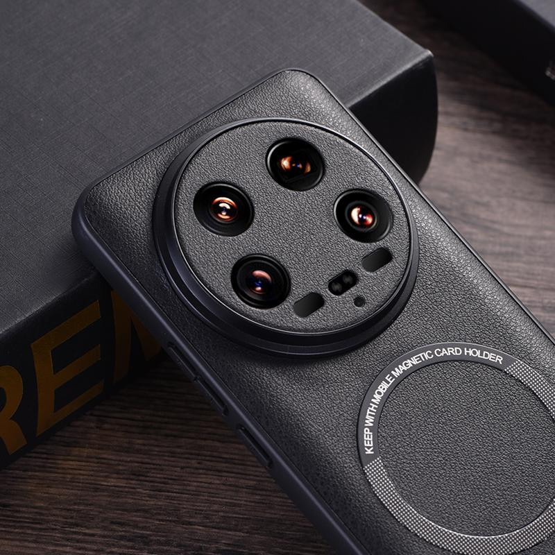 Xiaomi 14 Ultra Magnetische PU-Leder Schutzhülle mit kabellosem Laden in Schwarz, Weiß oder Rot - Bild 1