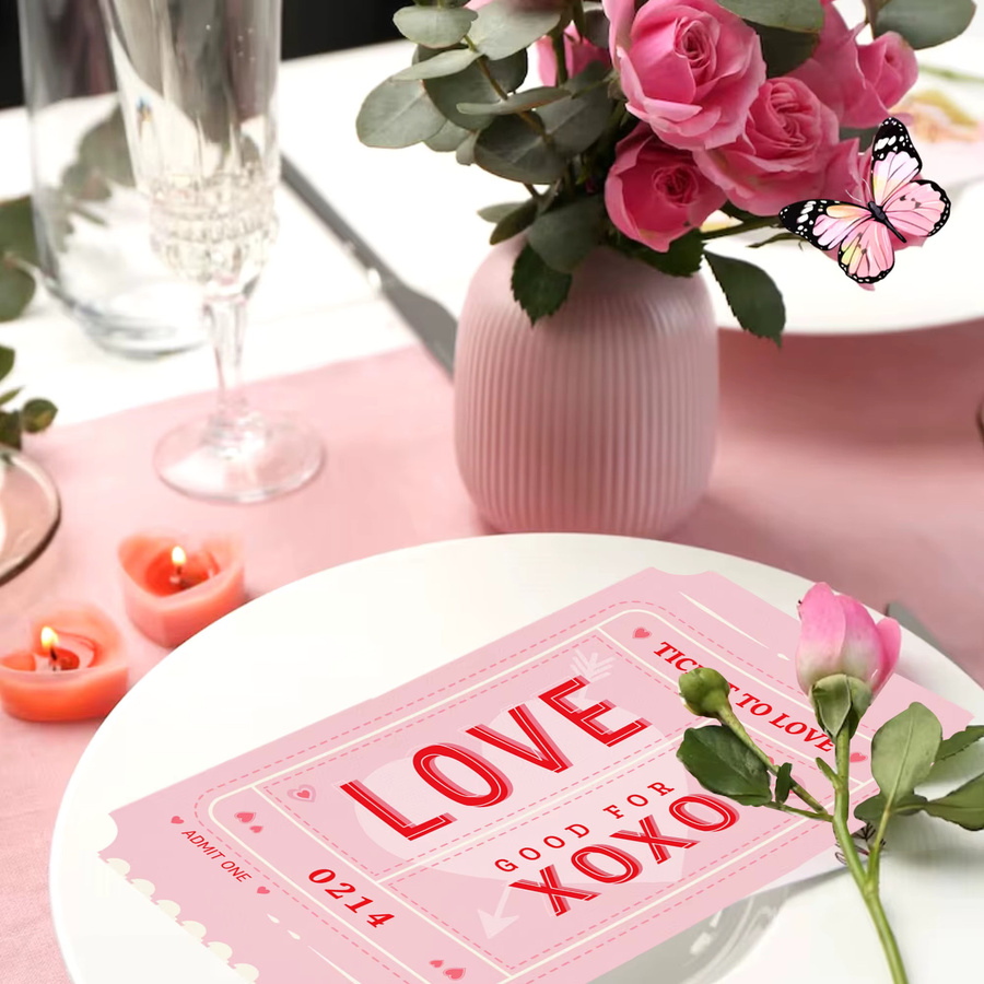 Valentinstag Servietten mit Umarmung und Kuss Motiv in Pink für Tischdekoration und Hochzeiten aus Papier - Bild 2