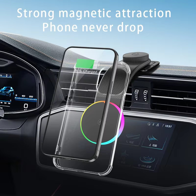 VIKEFON Magnetische Auto Handyhalterung mit 15W Drahtlosem Ladegerät für MagSafe iPhone, Schwarz - Bild 4