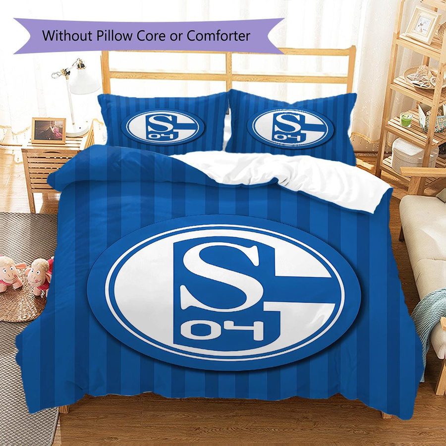 FC Schalke 04 Muster Bettwäsche Set in Blau, bestehend aus 1 Bettbezug und 2 Kissenbezügen, B/T/H: 135 x 200 cm - Bild 4