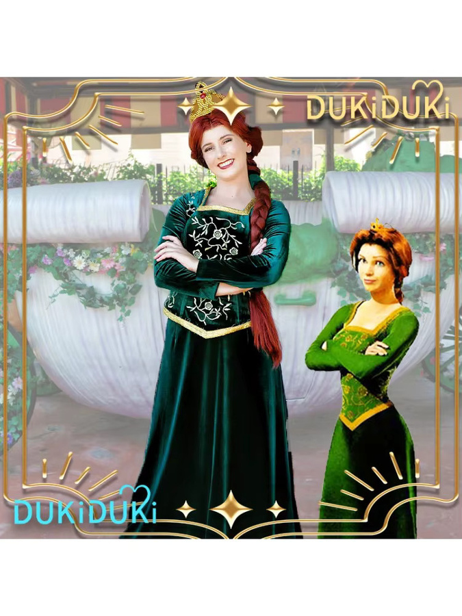 Keeppley Shrek Prinzessin Fiona Cosplay Kostüm, langes Kleid, Grün - Bild 5