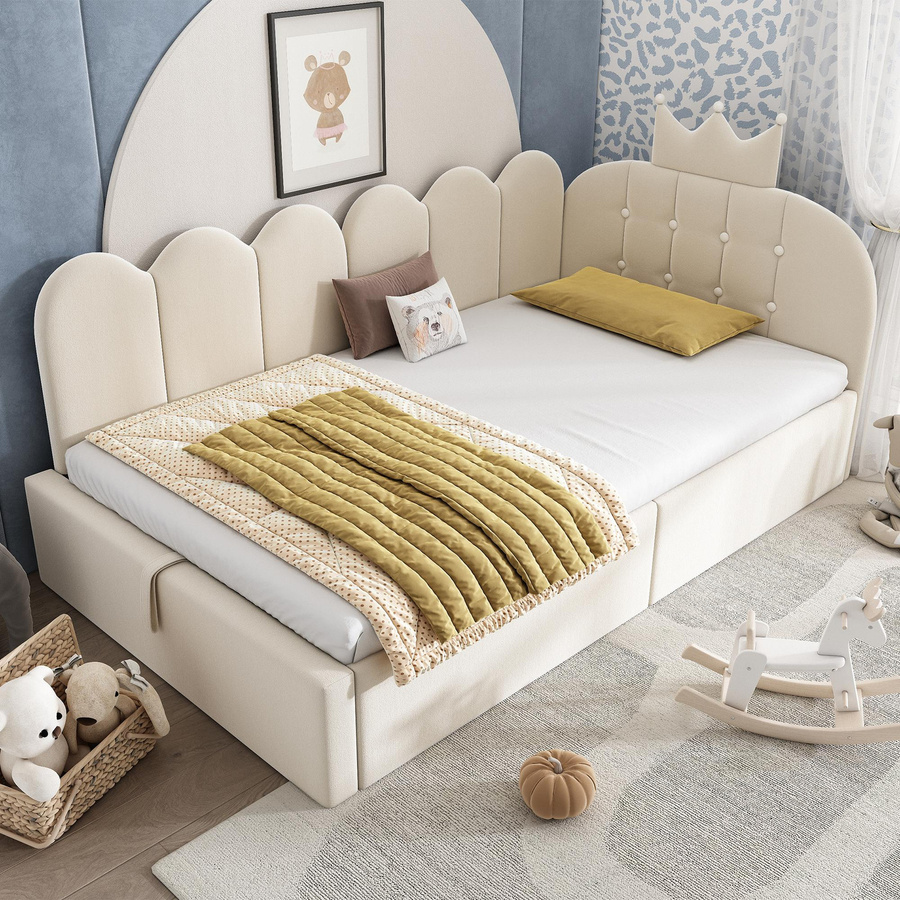 AB Store Polster-Tagesbett in Beige mit hydraulischem Stauraum und wendbarer L-Form, B/T/H: 199 x 96 x 96 cm - Bild 2