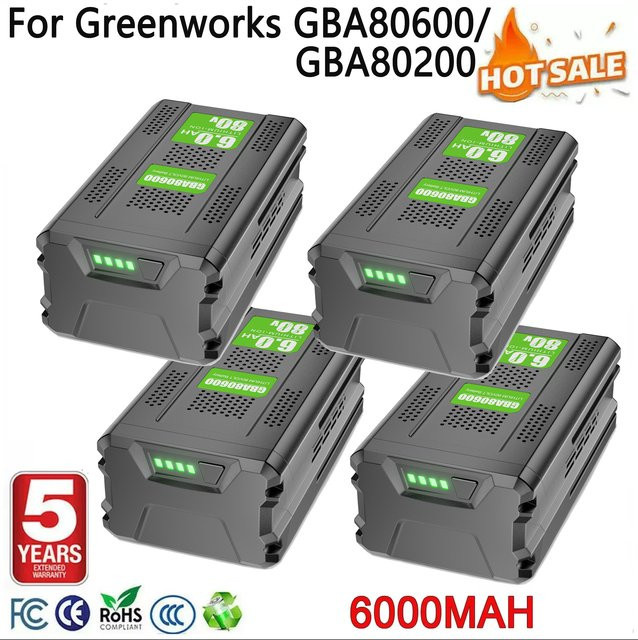 Bonacell Ersatzakku 6000 mAh Li-Ion 80 V für Greenworks GBA80600 GBA80250 GBA80300 GBA80200 Rasenmäher und Elektrowerkzeuge in Schwarz-Lila - Bild 1