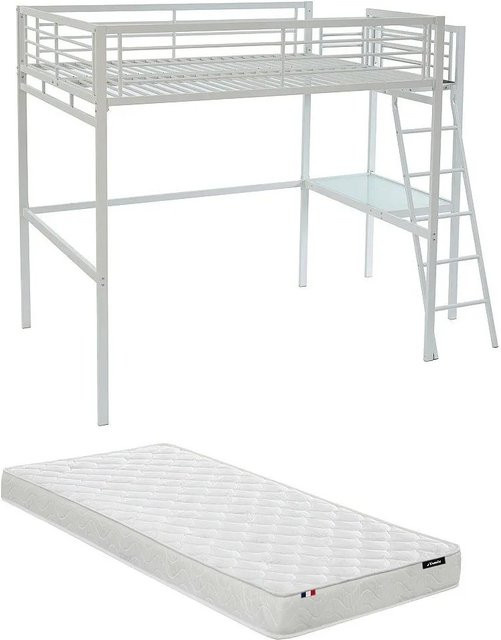 Vente-unique Hochbett Casual in Weiß aus Metall, B/T/H: 140 x 190 x 250 cm - Bild 1