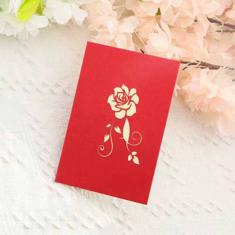3D-Grußkarten mit handgeschnitzten roten Rosen für den Valentinstag - Bild 3