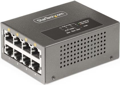 StarTech.com 4-Port Multi-Gigabit PoE++ Injector Schwarz, 5/2,5G Ethernet NBASE-T, 160W Power Budget, Unmanaged für IP-Kameras, Wireless APs und POS, AS445C-POE-INJECTOR - Bild 1