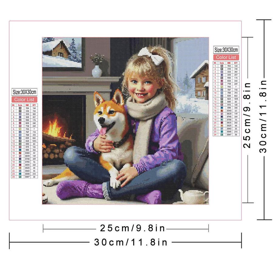 AZQSD 5D Diamantgemälde Set mit niedlichem Hund in Winterszene, Acryl-Diamant-Malerei mit Full Round Steinen - Bild 2