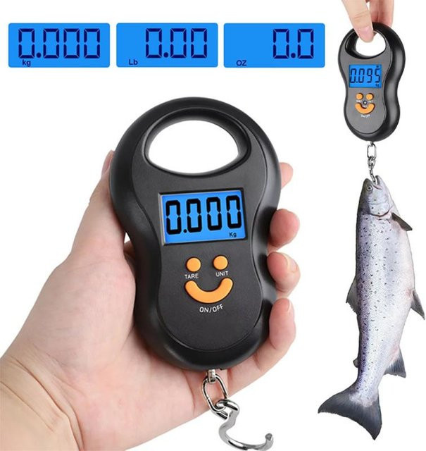 Digitale Tragbare Angelwaage von Refreshing Home mit LCD-Hintergrundbeleuchtung, 50 kg Kapazität, in Blau und Schwarz - Bild 1
