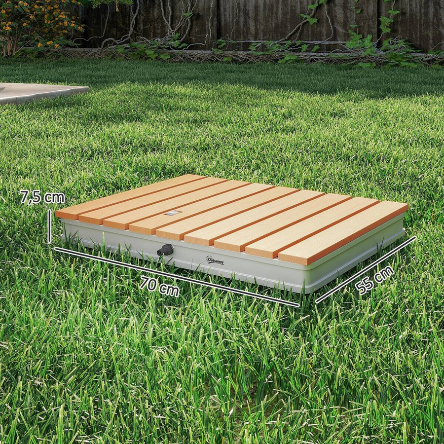 Outsunny Bodendusche in Holzoptik aus Acryl und Aluminium, Farbe: Braun, B/T/H: 70,0 x 55,0 x 7,5 cm - Bild 2