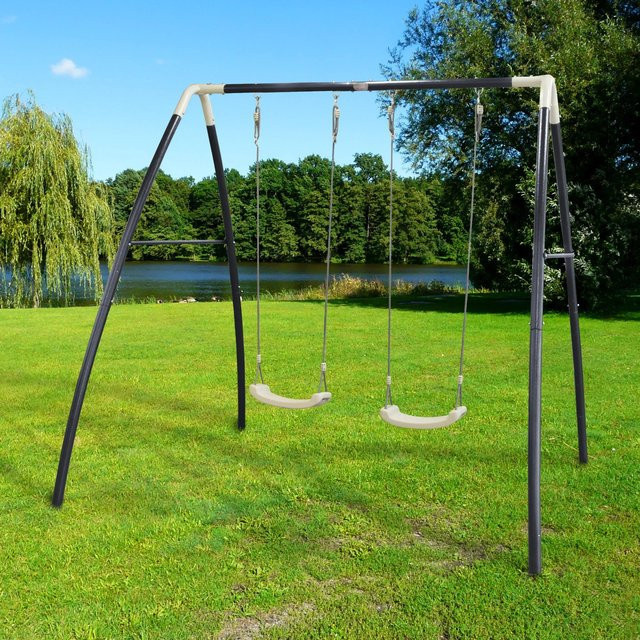 AXI Doppelschaukel aus pulverbeschichtetem Stahl und PP-Kunststoff in modernem Design, H x B x T: 217 x 210 x 50 cm - Bild 1