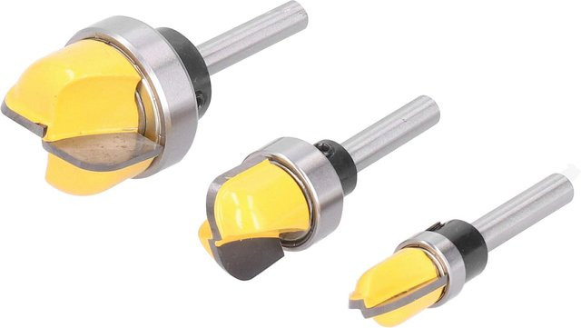 TOMTOP Fräser Set für Holzbearbeitung, 3 Stück, Schaft: 6 mm, Farbe: Gelb, Material: Stahl - Bild 1