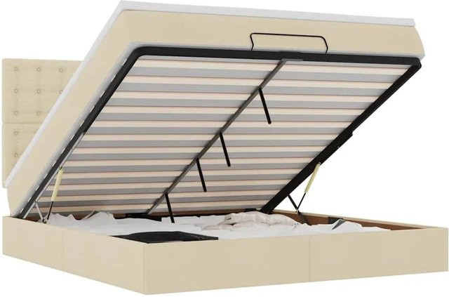 vidaXL Ottoman-Bett mit Matratze in Creme, Stoffbezug mit Federkern und Lift-up-Funktion, B/T/H: 160 x 200 x 280 cm - Bild 1