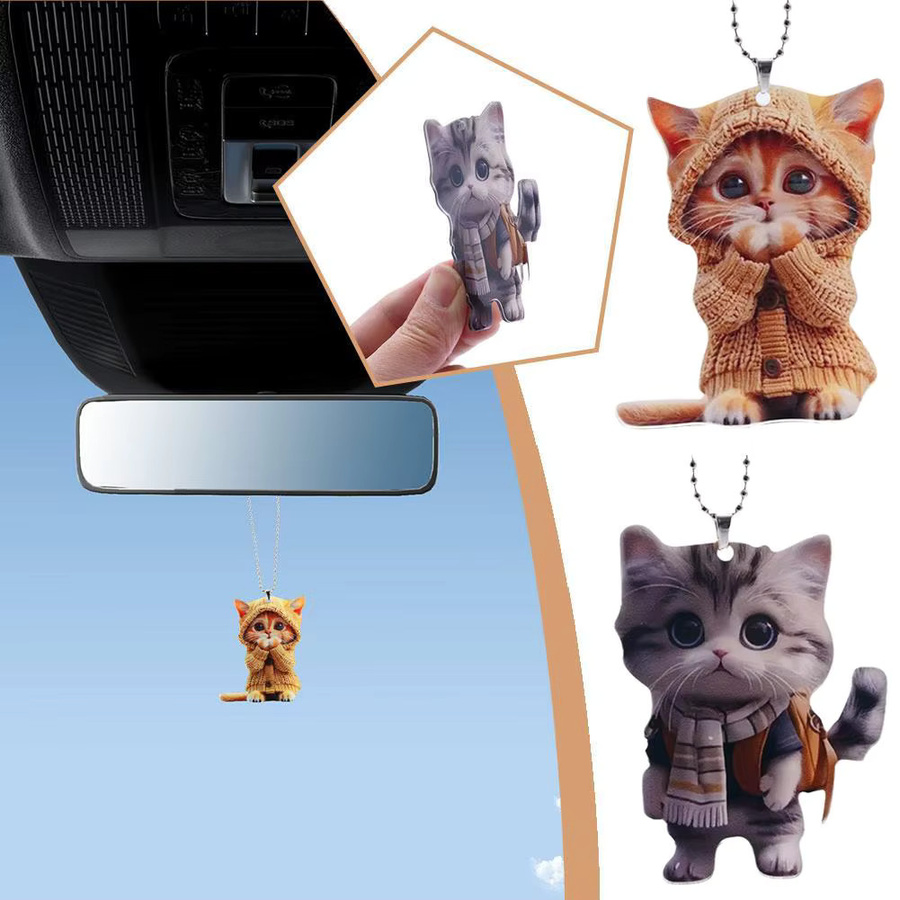 Katzen-Tier-Anhänger, 2D-flach, Auto-Schlüsselanhänger - Bild 4