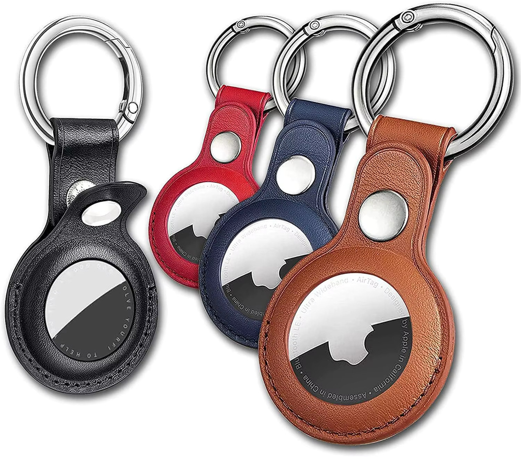 4er-Pack PU-Lederhüllen für Apple AirTags mit Schlüsselanhänger in Schwarz - Bild 4