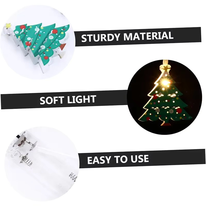 LINYILIGHT Weihnachts-Lichterkette mit 10 warmweißen LEDs und Weihnachtsmann-Motiven, grün, batteriebetrieben, Länge: 1,5 m - Bild 2