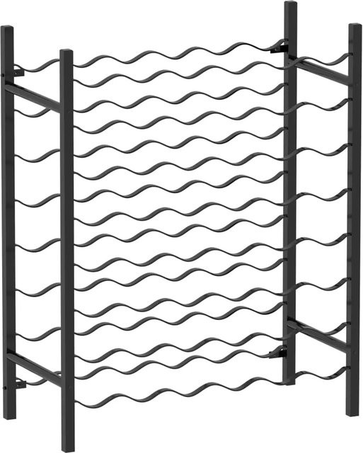 vidaXL Weinregal aus Metall in Schwarz, modern und freistehend, Kapazität für 48 Flaschen, B/T/H: 80 x 30 x 65 cm - Bild 1