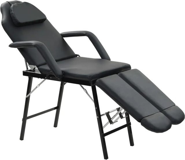 vidaXL Tragbarer Kosmetikstuhl aus Kunstleder in Schwarz B/T/H: 185 x 78 x 76 cm - Bild 1
