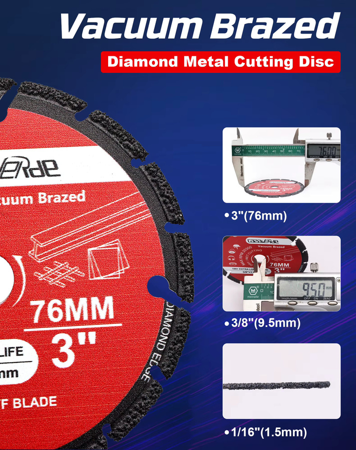 Casaverde Diamant-Trennscheibe für Metall in Rot, Durchmesser: 76 mm, 3 Zoll mit 3/8 Zoll Dorn - Bild 3