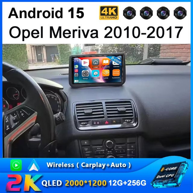 TIEYEZ 2DIN Android 15 Autoradio für Opel Meriva mit GPS, Carplay und Multimedia Video Player in Schwarz - Bild 1