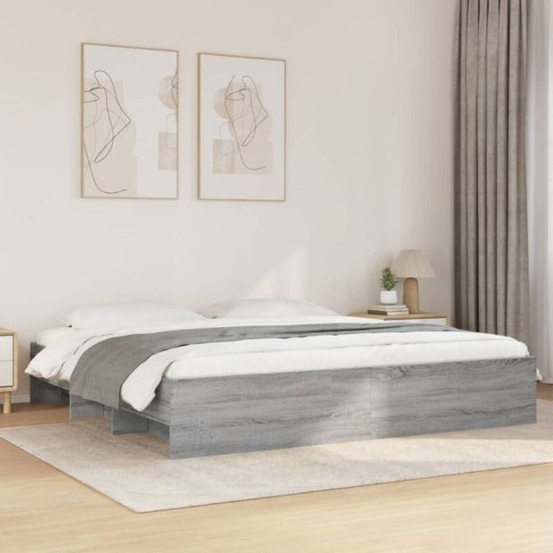 Vidaxl Doppelbett Bettgestell aus Holzwerkstoff in Grau, B/T: 180 x 200 cm - Bild 1
