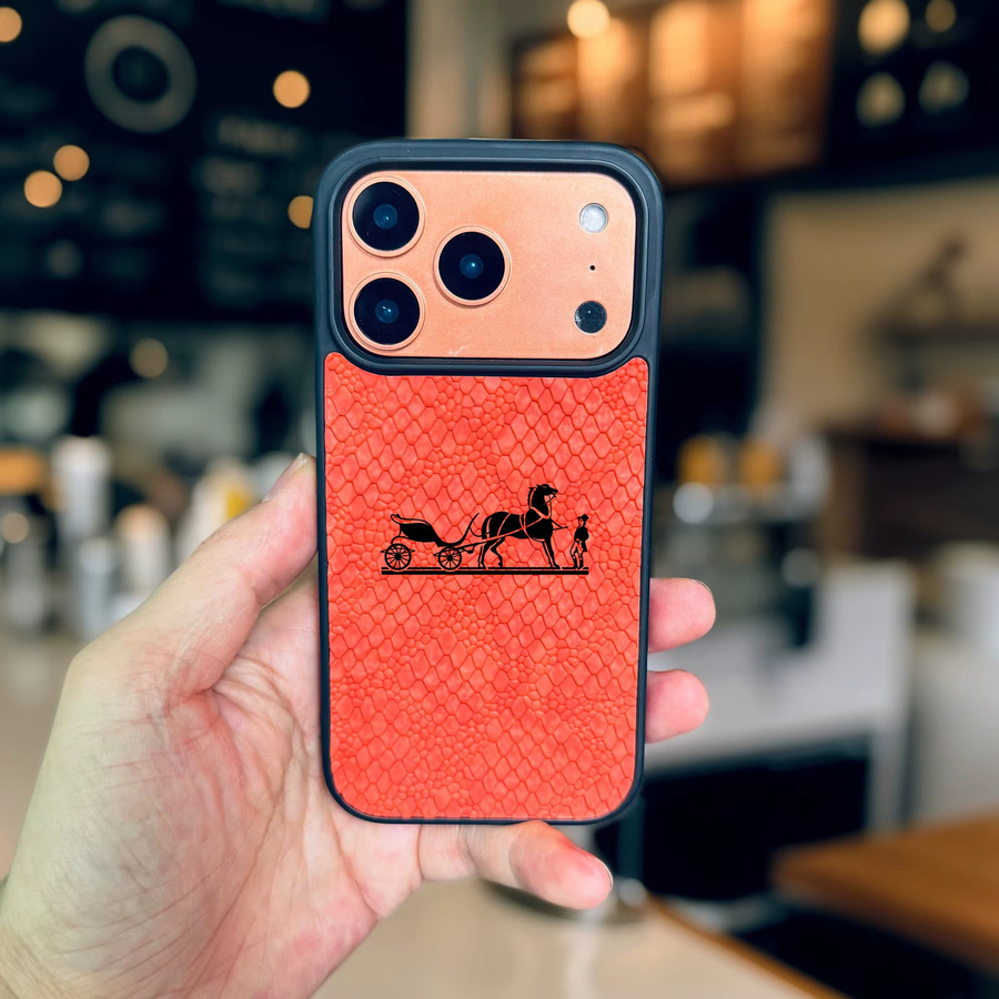 Luxus-Schutzhülle im Schlangenleder-Design für dein Apple iPhone 11 bis iPhone 17 Pro Max mit klassischem Kutschen-Motiv - Bild 2