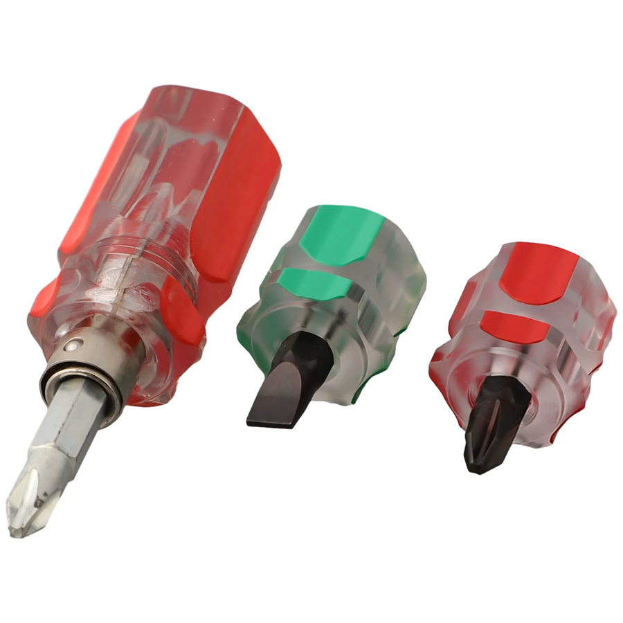 Vibratite 3er-Set Mini-Schraubendreher 2-in-1 mit Schlitz und Kreuz, transparent, rutschfester Griff für Reparaturarbeiten - Bild 3
