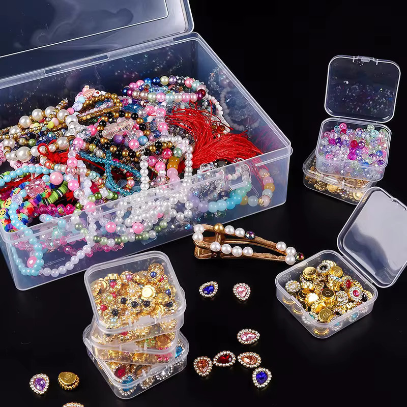 QIAO Mini Perlen-Organizer aus transparentem Kunststoff mit Klappdeckel für DIY-Schmuckbedarf - Bild 4