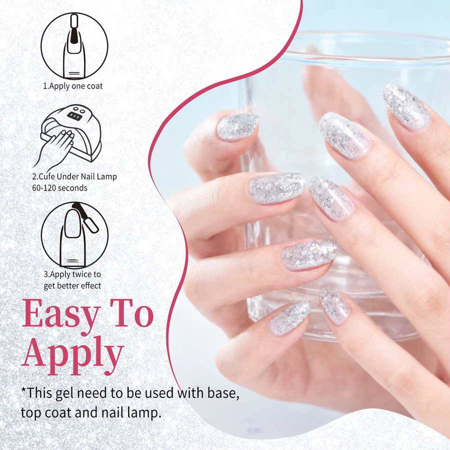 Duollingdai Poly Gel Nagel-Set Starter-Kit, Transparent & Glitzernd, Unisex - Bild 4
