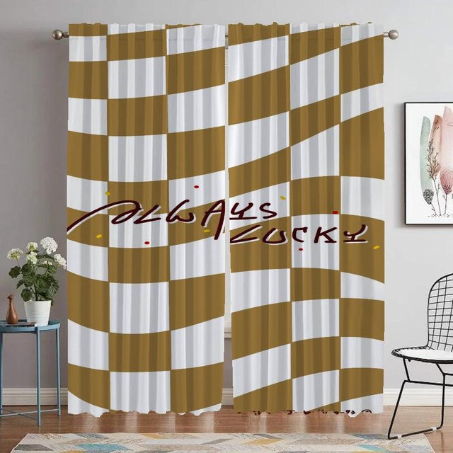 Yiran Furniture Schachbrett Verdunkelungsvorhang in Schwarz-Weiß, 2er-Set Moderne Gardinen für Wohnzimmer und Schlafzimmer, Breite: 60 cm, Höhe: 90 cm pro Paneel - Bild 1