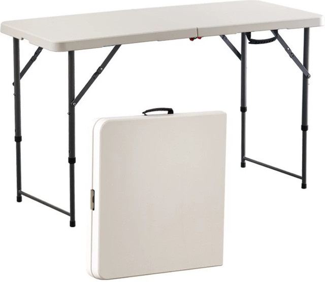 ZJMZYM Höhenverstellbarer Klapptisch für Garten und Outdoor in Orange und Weiß - Bild 1
