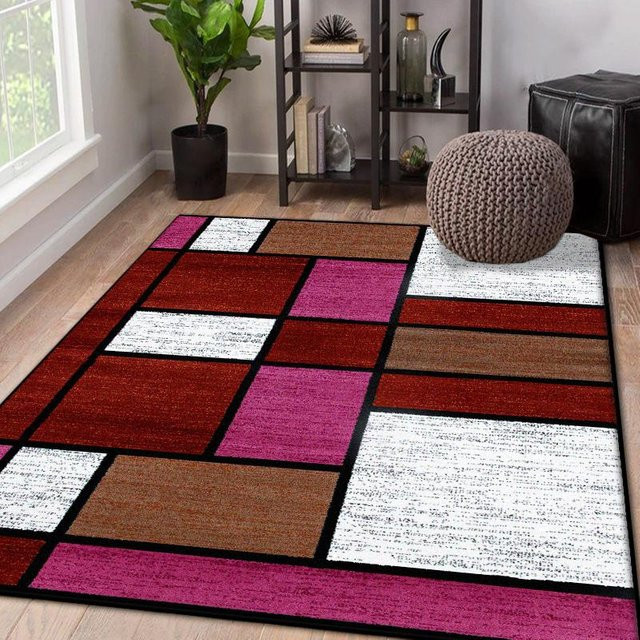 Karpetti Wohnzimmerteppich mit nordischem geometrischem Design, flauschiger Plüsch-Bodenmatte in Multicolour, rutschfest und waschbar, B/T: 180 x 250 cm - Bild 1