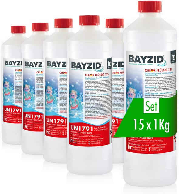Bayzid Chlor 13% Flüssig für Pools 15 x 1kg - Bild 1