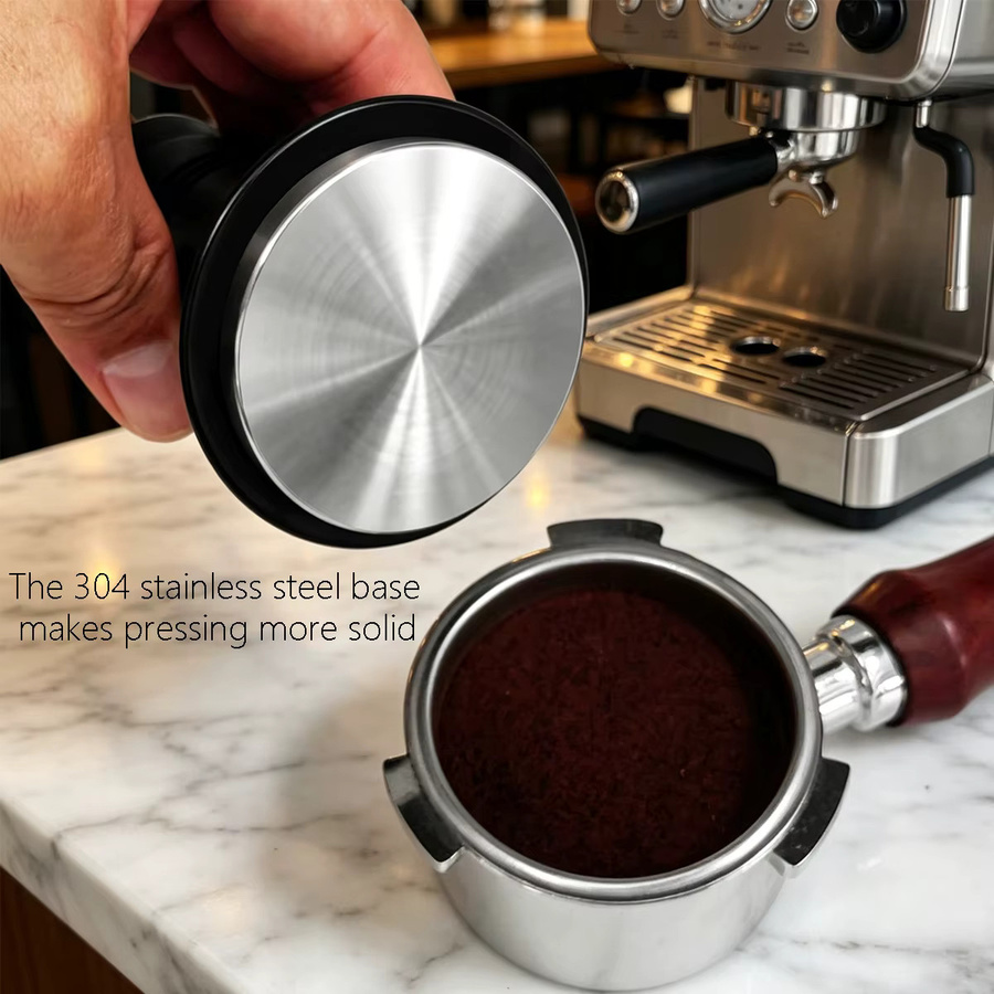 XINGZHAOHOME Kalibrierter Espresso-Tamper mit Doppel-Federung aus Edelstahl in Schwarz für 51 mm, 53 mm und 58 mm Siebträger - Bild 3