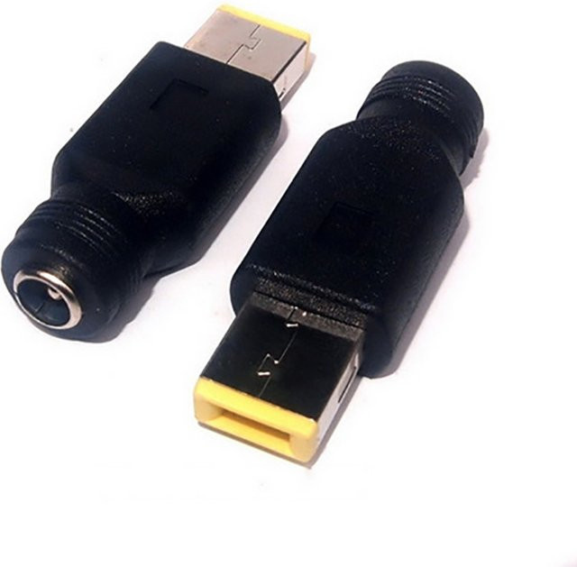 OULLX DC-Netzstecker Adapter mit rundem Klinkenstecker 5,5 x 2,1 mm auf quadratisches Ende für IBM HP Lenovo ThinkPad Laptop, Schwarz - Bild 1
