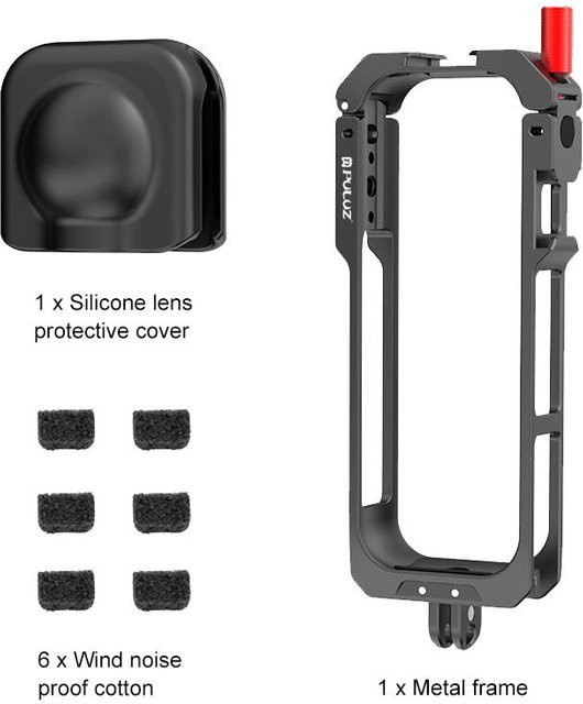 PULUZ Rahmenkäfig für Insta360 X5 Schutzrahmen Gehäuse mit Kaltschuhhalterung in Schwarz - Bild 1