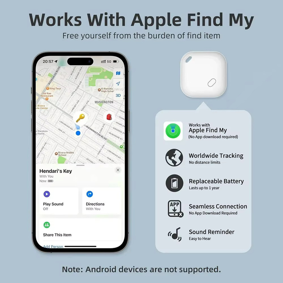 Smart Tag Schlüssel-Finder für Apple Find My App mit Bluetooth zur Ortung von Geldbörsen und Schlüsseln, kompatibel mit iOS-Systemen, in Schwarz oder Weiß - Bild 2