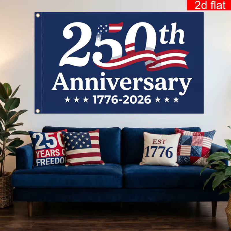 VIKAMA Dekorative Gartenflagge zum 250. Jahrestag der amerikanischen Flagge, 2D-Flachbanner für den Außenbereich, B: 90 cm, H: 150 cm - Bild 3