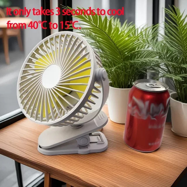JKUOO Clip-on-Ventilator Mini-Schreibtischventilator in Weiß mit 3 Geschwindigkeiten und verstellbarer Neigung - Bild 1