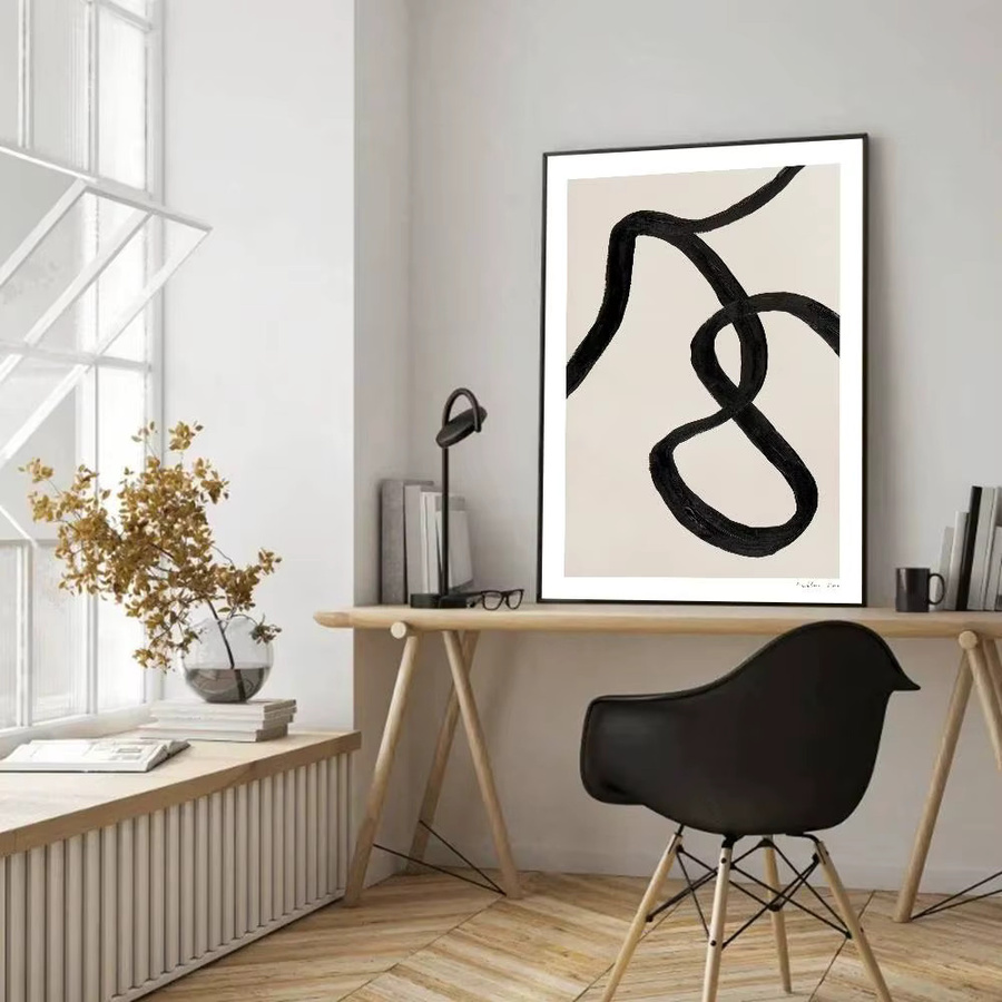 Kayou Wanddekoration Abstrakte Linien Poster Selbstklebender Papieraufkleber Minimalistisches Design in Schwarz, B/H: 10 x 15 cm - Bild 5