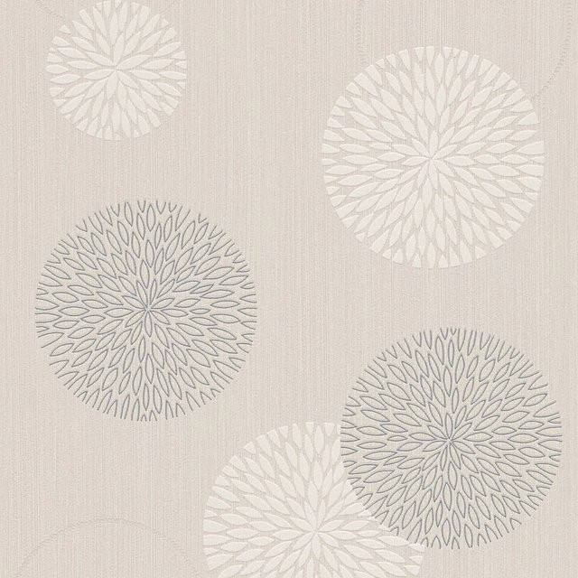 Profhome Grafik Tapete Geometrisch Matt in Beige, Silber und Creme, Non-Woven, Breite: 0,53 m, Länge: 10,05 m - Bild 1