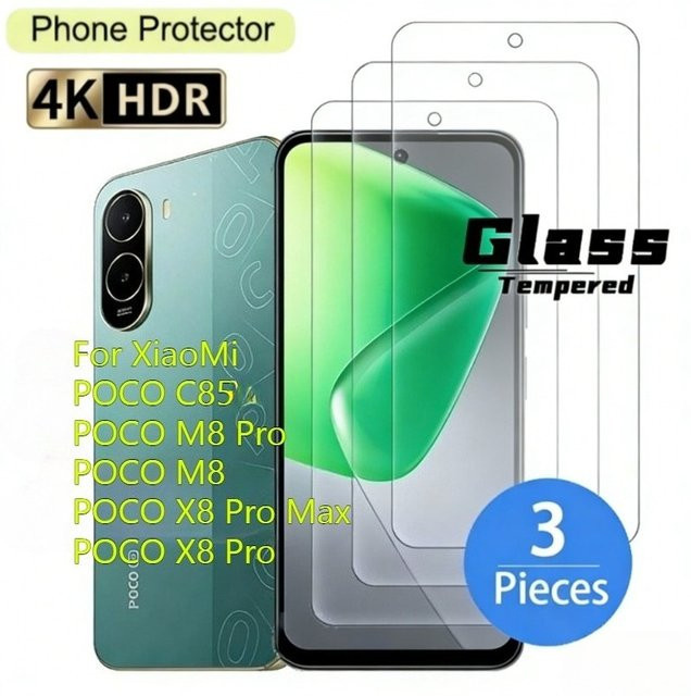 3er-Pack glänzende Displayschutzfolien für Xiaomi Poco X8 Pro Max, ultrahochauflösende Hartglasfolie, transparent - Bild 1