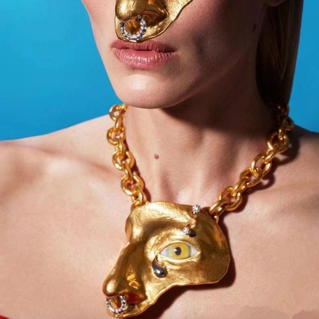 Nunqiao Halskette, Messing, Gold, Kristall, Damen - Bild 1