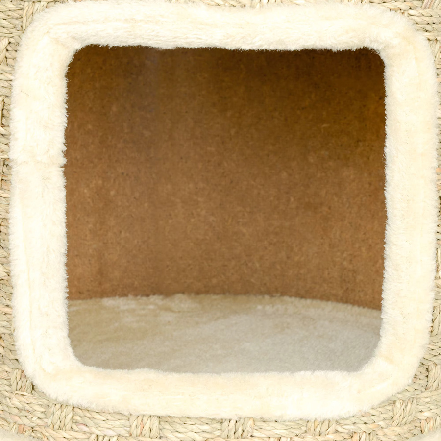 Svintora Katzen-Kratzturm mit Sisal-Gewebe, weicher Plüsch-Katzenhöhle und erhöhter Plattform in Beige - Bild 4