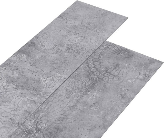 DELUKE Vinylboden PVC-Dielen selbstklebend in Zementgrau, Steinoptik, wasserfest und rutschfest, 5,02 m² - Bild 1